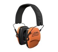 ISOtunes DEFY Cache-oreilles passifs minces : protection auditive supra-auriculaire avec coussins en mousse et bandeau réglable, Orange de sécurité, taille unique