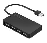 iSOUL Data Hub 4 ports USB 2.0 Ultra Mince Compact alimentation externe - Portable USB Hub 2.0 pour Macbook, Mac Pro / mini, iMac, Surface Pro, XPS, Laptop, PC, clés USB, disques durs externes