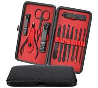 iSOUL Ensemble de manucure 12 pièces pour homme et femme en acier inoxydable professionnel - Kit de toilettage pour ongles épais - Coupe-cuticules - Kit de pédicure