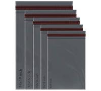 iSOUL Lot de 100 sacs postaux gris auto-adhésifs en polyéthylène 5 tailles 20 de chaque petit au grand sacs postaux assortis (gris)