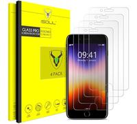 iSOUL Lot de 4 Films protecteurs d'écran pour iPhone SE 3/2 (édition 2022/2020), iPhone 8/7, iPhone 6S/6, Film en Verre trempé de 4,7" [Ultra HD] [3D Touch] [Compatible avec Les Coques] [Support de