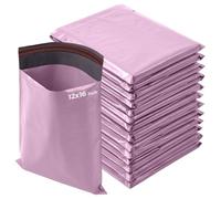iSOUL Lot de 50 sacs d'expédition en polyéthylène avec fermeture auto-adhésive, solides, imperméables et inviolables pour vêtements, literie et colis, 30,5 x 40,6 cm, rose