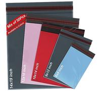 iSOUL Lot de 50 sacs postaux auto-adhésifs en polyéthylène 5 tailles 10 de chaque emballage postal assortis