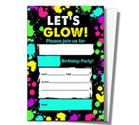 ISOVF Let's Glow C27 Lot de 20 cartes d'invitation pour fête d'anniversaire avec enveloppes 10,2 x 15,2 cm