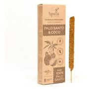 ISPALLA Palo Santo Lot de 8 bâtonnets d'encens aromatiques en noix de coco - Bâtonnets épais pour se détendre - Fabriqué à la main au Pérou - 100 % naturel et végétalien