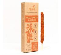 ISPALLA Palo Santo Myrha Lot de 8 bâtonnets d'encens épais pour l'amour et l'inspiration, faits à la main au Pérou, 100 % naturels et végétaliens