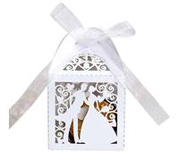iSpchen Boîte à Bonbons de Mariage 50 Pièces Petite Boîte à Bonbons Boîte à Bonbons de Baptême, Boîte à Bonbons Décoration de Mariage pour Fête de Mariage, Blanc