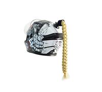 iSpchen Casque Moto avec Queue de Cheval Amovible, Tresses Rétro Décoratif avec Ventouse, Accessoires Cheveux pour Vélo Scooter Casque, Or Clair