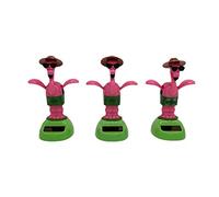 iSpchen Flamant Rose Dansant Jouet à énergie Solaire,3 Pcs Figurine Solaire pour Voiture Ornements De Dessin Animé Ornements de Dansant Tableau De Bord de Voiture pour Bureau,Fenêtre,Table,Balcon