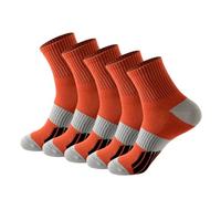 iSpchen Lot de 5 paires de chaussettes pour homme - Chaussettes de course à pied - Chaussettes de basket-ball - Absorbent la transpiration - Anti-odeurs - Tube moyen - En coton, Orange, M