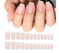 iSpchen Nail Tips Gel Full Cover Nail Tips French Press on Set avec motif floral et bloc de couleur faux ongles ensemble d'ongles artificiels ensemble d'ongles artificiels pour femmes et filles, #04