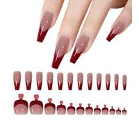 iSpchen Nail Tips Nail Tips Gel Couverture Complète Nail Tips French Press on Set Coloré Longs Faux Ongles Artificiels Ongles Artificiels pour Femmes et Filles, #06