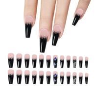 iSpchen Nail Tips Nail Tips Gel Couverture Complète Ongles French Press on Set Coloré Longs Faux Ongles Artificiels Ongles Artificiels pour Femmes et Filles, #02