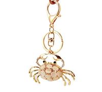 iSpchen Porte-Clés De Voiture, Porte-Clés Avec Strass Porte Clé Personnalisé Mignon Porte Clef Voiture Femme Porte-Clés Pendentif Crabe Bling Porte Clé en Métal Porte Clés Sac Charme 10.3 * 6.5cm