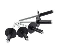 ISPINNER Lot de 100 rivets aveugles à bride large en aluminium de 18 à 20 mm (noir)
