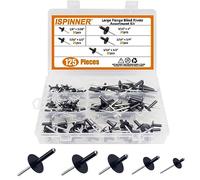 ISPINNER Lot de 125 rivets aveugles en aluminium à grande bride - Noir