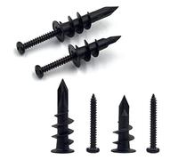 ISPINNER Lot de 20 chevilles auto-perceuses en plastique noir #6#8 pour cloison sèche avec vis, ancrages auto-taraudeuses à suspendre et à monter de 22,7 à 34 kg