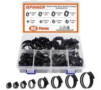 ISPINNER Lot de 80 colliers de serrage réglables en acier inoxydable 8 tailles 6-51 mm (Noir)