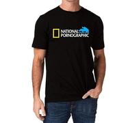ISPIRIT Funny National Pornographic Geographic Wild Porn Rude Dirty Men's T Shirt Black XL