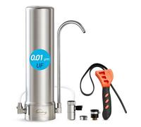iSpring CKC1S Filtre à Eau Ultrafiltration 0,01µm Acier Inox | Ultrafiltration 0,01µm, Filtre à Charbon, Eau Potable Cuisine, Idéal Locataires, Installation sur Robinet Comptoir
