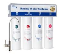 iSpring CU-A4 0,01 μm Ultrafiltration sous Système de Filtre à Eau de Puits, Haute Capacité sans Réservoir, Retirer 99,99% de contaminants, Changement de Filtre Rapide avec Robinet Chromé