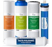iSpring F5-75 Lot de Filtres à Eau de Rechange pour Osmose Inverse pour Système à 5 Étages avec Membrane RO 75 GPD, Étapes 1 à 5