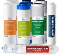 iSpring F9K Lot de Cartouches de Rechange pour Filtre à Eau à Osmose Inverse d'un an pour Systèmes de Filtration Minérale Alcaline RO à 6 Étages, sans Membrane, Blanc
