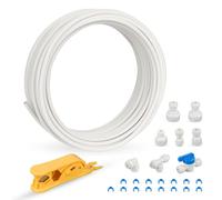 iSpring ICEK-E Kit de Tuyau d'Eau 15m 1/4" pour Fabricateur de Glace et Réfrigérateur, Tuyau d'Alimentation en Eau avec T-Piece, Robinet d'Arrêt, Coupe-Tube et Multiples Connecteurs