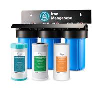 iSpring WGB31BM Filtration d’Eau pour Toute la Maison, Réduit le Fer, le Manganèse, le Chlore, les Sédiments, le Goût et l’Odeur, Filtre à Fer en 3 Étapes, Filtres 10" x 4,5", Entrée/Sortie 1"