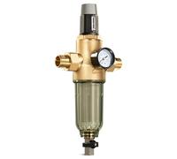 iSpring WSP50PRG Préfiltre à Sédiments 3/4''-1'' avec Régulateur de Pression, Filtre à Eau Réutilisable pour Toute la Maison, Laiton sans Plomb, Préfiltre Rinçable de 50 Microns