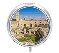 Israel at The Tower of David Petite boîte à pilules de voyage à 3 compartiments avec design anti-mélange facile à récupérer pour médicaments, vitamines et compléments