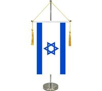 Israël Drapeau du Drapeau Drapeau Réglable Hauteur De Bureau Israël avec Base en Métal Petit Drapeau Israël Drapeaux De Bureau