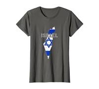 Israel Map Flag Jerusalem Hebrew True Jew Israelite T-Shirt, Femme, Asphalte, XS