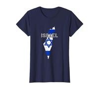 Israel Map Flag Jerusalem Hebrew True Jew Israelite T-Shirt, Femme, Bleu Marine, XS