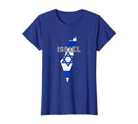 Israel Map Flag Jerusalem Hebrew True Jew Israelite T-Shirt, Femme, Bleu Royal, S