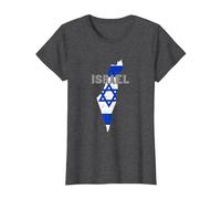 Israel Map Flag Jerusalem Hebrew True Jew Israelite T-Shirt, Femme, Chiné Foncé, XS