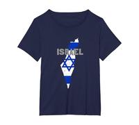 Israel Map Flag Jerusalem Hebrew True Jew Israelite T-Shirt, Femme Grandes Tailles, Bleu Marine, 3X