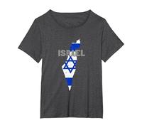 Israel Map Flag Jerusalem Hebrew True Jew Israelite T-Shirt, Femme Grandes Tailles, Chiné Foncé, 3X