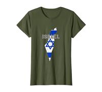 Israel Map Flag Jerusalem Hebrew True Jew Israelite T-Shirt, Femme, Olive, XS