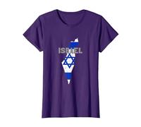 Israel Map Flag Jerusalem Hebrew True Jew Israelite T-Shirt, Femme, Violet, M