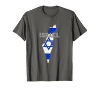 Israel Map Flag Jerusalem Hebrew True Jew Israelite T-Shirt, Homme, Asphalte, 3XL