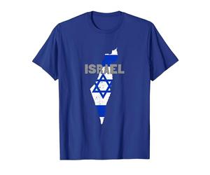 Israel Map Flag Jerusalem Hebrew True Jew Israelite T-Shirt, Homme, Bleu Royal, L