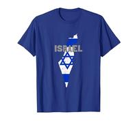 Israel Map Flag Jerusalem Hebrew True Jew Israelite T-Shirt, Homme, Bleu Royal, XXL