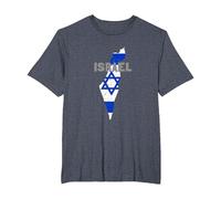Israel Map Flag Jerusalem Hebrew True Jew Israelite T-Shirt, Homme Grandes Tailles, Bleu Chiné, 2X Tall
