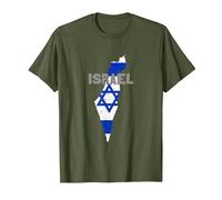 Israel Map Flag Jerusalem Hebrew True Jew Israelite T-Shirt, Homme, Olive, L