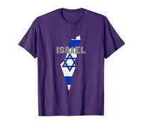 Israel Map Flag Jerusalem Hebrew True Jew Israelite T-Shirt, Homme, Violet, XXL