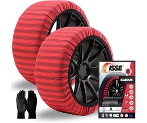 ISSE Chaussettes Neige T-62 | Chaînes à Neige Textiles Homologuées et Haute Sécurité - Kit de 2 Chaînes pour Voitures + Gants