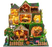 ISSEVE Kit de construction de maison miniature avec lumière LED pour adultes et adolescents - Petite maison de poupée - Décoration d'intérieur - Cadeaux d'Halloween, de Noël et d'anniversaire (château