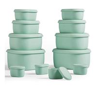 ISSEVE Lot de 12 boîtes hermétiques en silicone avec couvercles, sans BPA, réutilisables, passent au congélateur et au lave-vaisselle (958,2 g, 590 g, 283,5 g, 190 g, 37 g) (vert)