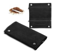 Issimober - Blague à tabac en cuir - 15,5 x 5,5 cm - Portable - Multicouche - Sac à tabac rotatif - Noir